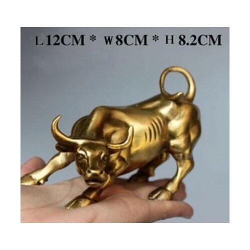 YM Wholesale cheap Classic Wall Street bull statue of brass 12x8x8 CM