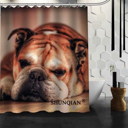 Custom Bulldog Shower Curtain High Quality bathroom Accessories Polyester Fabric Curtain With holes