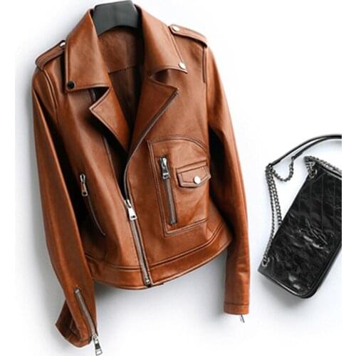 Jacket Leather Spring Autumn Jacket Women Genuine Sheepskin Coat Female Streetwear Bomber Jackets Chaqueta Mujer HQ19022 s