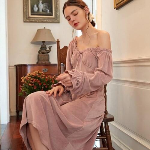 Roseheart Winter Women Fashion Pink Sexy Sleepwear Nightdress Nightwear Sleepshirt Nightgown Sleepwear Luxury Mink Wool French