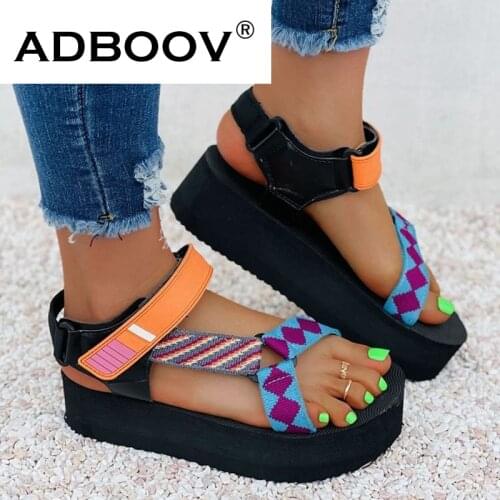 ADBOOV Summer Vintage Wedges Womens Sandals Summer Style Casual Shoes Retro Woman Sandalias Sapatos De Mujer Mujer