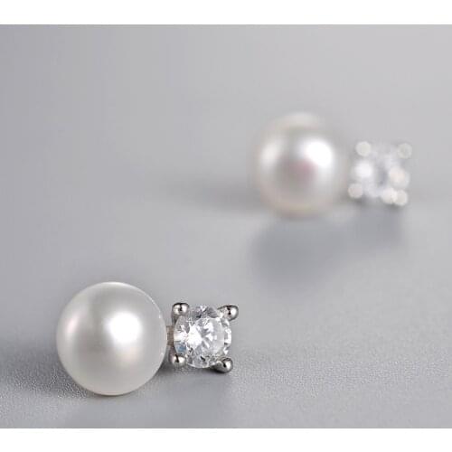 925 Sterling Silver pearl Stud Earrings for Women Girls Simple Fashion jewelry brincos brinco