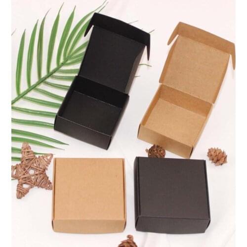 100pcs Black kraft paper craft box small white soap cardboard paper packing/package box brown candy gift jewelry packaging box