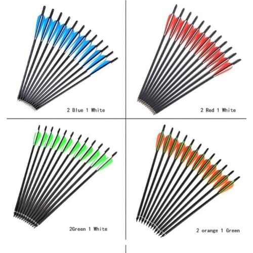 12/24 Pcs Mixed Carbon Crossbow Arrow 22 Inch OD 8.8mm Replaceable Arrows For Recurve/Compound Bow Hunting Shooting