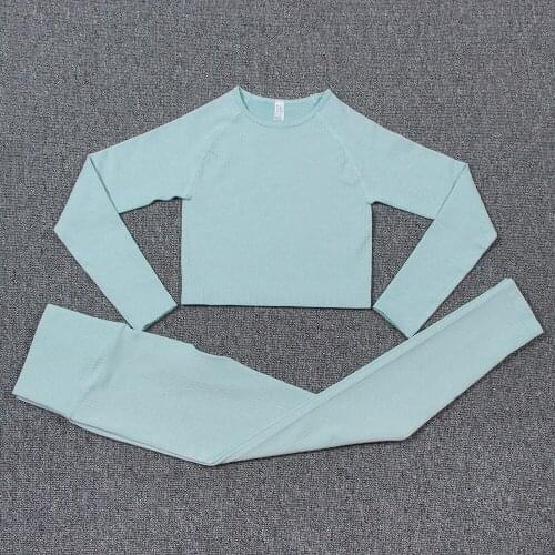 2/3 Pcs Hip Push SportsWear Gym High Waist Sports Suit Long Sleeves Sports Fitness Set Sexy Seamless Workout Clothes For Women