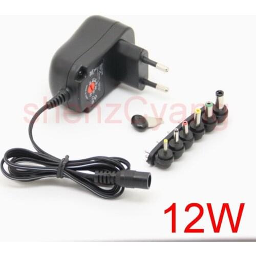 50PCS 12W Universal AC Wall Plug in Power Adapter 3v 4.5v 5v 6v 7.5v 9v 12v 1A charger with 6 pieces connection tip power supply