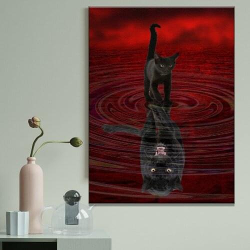Black Cat Reflex Panther 5D Diy Diamond Painting Jewelry Cross Stitch Animal Diamond Embroidery Mosaic European Home Decor