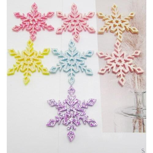 10pcs/lot Glitter snowflake Padded Appliques for Children Headwear Hair clip Accessories and Garment Accessories