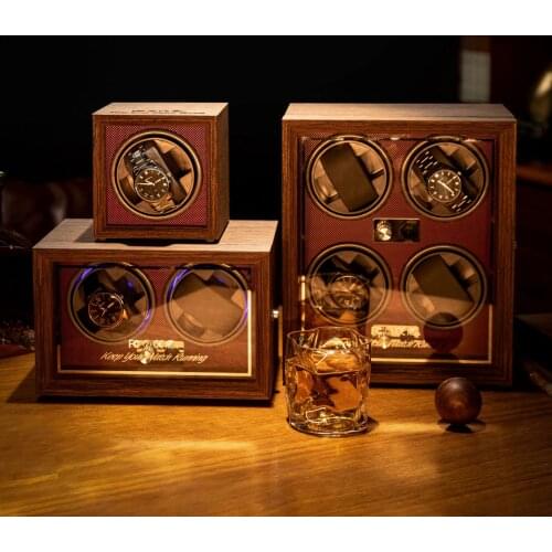 Automatic Watch Winders Box Rotator Watch Holder Wood Case Winding Watch Cabinet Clock Storage Luxury Square Stand Display Box