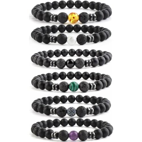 Simple Stone Beads Balance Yoga Bracelet Couple Bangle Health Care Jewelry Beads Balance Bracelet for Women Men Gifts