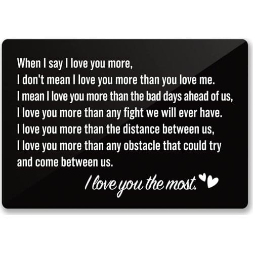 I Love You Engraved Wallet Card Inserts for Boyfriend Husband Love Note Cards, Husband Card from Wife Romantic Gift DIY Custom