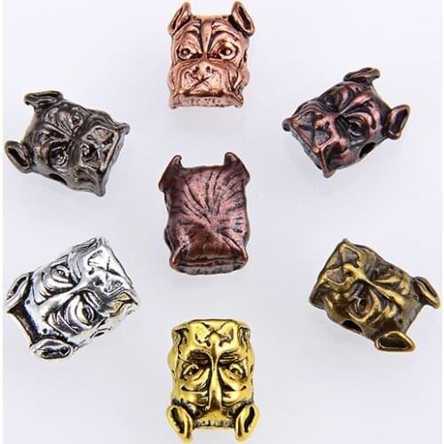 10PCS/ package Vintage Dog Head DIY Beads Accessories Charms Beads For Mens Bracelet Necklace Making Wholesale