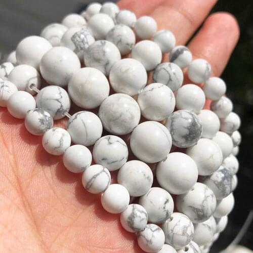 Natural Stone White Howlite Turquoises Beads Round Loose Beads For Jewelry Making DIY Bracelets Necklace 15Inches 4 6 8 10 12mm