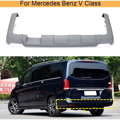 FRP Grey Rear Bumper Diffuser Lip Spoiler For Mercedes Benz V Class 2015 - 2019 Car Rear Bumper Diffuser Protection Guard