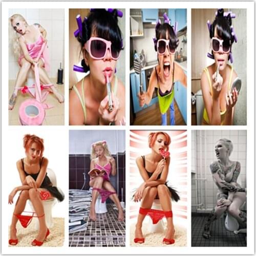 DIY Full Square Round Diamond Embroidery Sexy Ladies Cross Stitch 5D Diamond Painting Toilet Girl Diamond Mosaic Home Decoration