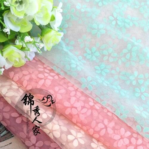Flocking flower flexible pipe yarn Veil headdress bitter fleabane skirt diy wedding dress lace fabric transparent