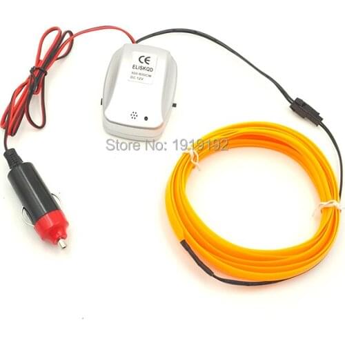 DC-12V 2.3mm-Skirt 4Meters EL Wire Flexible Light Glow Rope tape Cable Strip Neon Lights With Car Internal Auto Party Decoration
