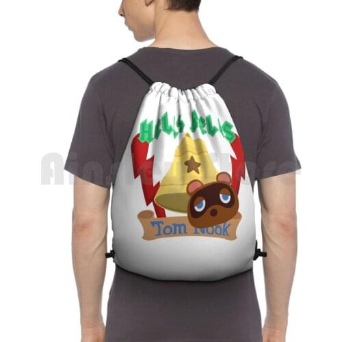 Hells Bells : The Animal / Crossover Backpack Drawstring Bags Gym Bag Waterproof Animal Gaming Games Tom Nook Nintendo