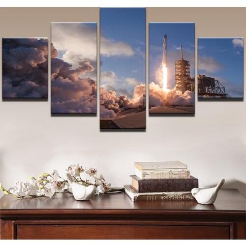 High Quality Canvas Painting Living Room Wall Poster 5 Panel Falcon 9 Frames In Modular Print Cuadros Decoration Pictures