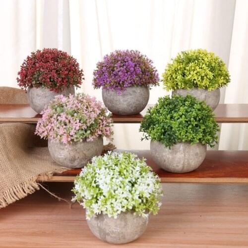 Cement Plant Container Handmade Gift Simulation Artificial Flower Bonsai Green Plant Flowerpot Home Office Desktop Potted Plant