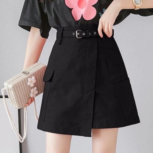 Summer Women High Waist Solid Mini A-Line Skirt Casual Harajuku Korean Sweet Skirts Irregular Slim Short Skirts Female