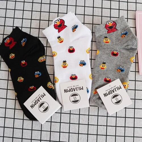 IVYYE Sesame Street Style Elmo Fashion Anime Socks Casual Short Sock Summer Hot Sale Women Lady Girls Cotton New
