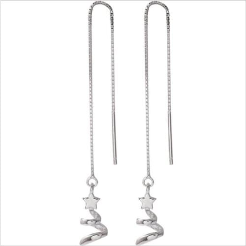 Fashion Rose Gold Tassel Drop Earrings Women Jewelry Trendy Zircon Christmas Tree Earring Girls 925 Silver Accessories Female