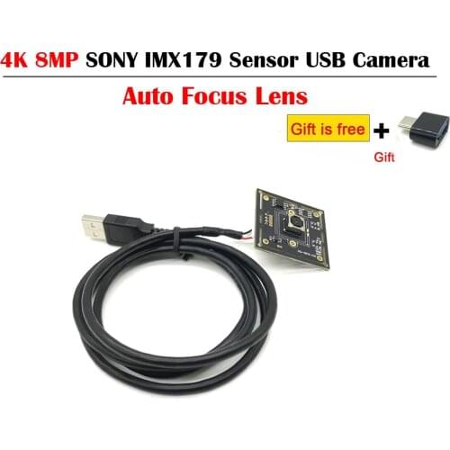 4K 8MP 3264X2448 SONY IMX179 Sensor UVC Plug and Play Drive-Free USB Webcam Module With Auto Focus Lens for PC/Video Conference