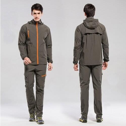 2020 Men Quick Dry Anti-uv Sunscreen Jacket Pants Lightweight Fishing Clothes Outdoor Hiking Camping Sets Climbing Cycling Suit