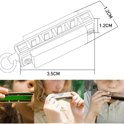 Pack of 5 Mini 4 Holes 8 Tone Harmonica Keychain Mouth Organ Toy Gift Orange