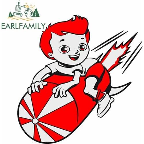 EARLFAMILY 13cm x 12.4m for Rocket Boy Fun Riding Fly Decal Anime Tuning Scratch-Proof Car Stickers Windshield VAN Decoration