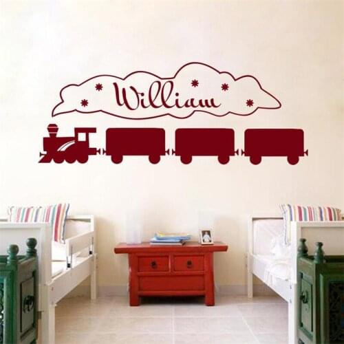 Custom Name Wall Decal Train Locomotive Monogram Baby Girl Boy Murals Nursery Kids Children Room Home Decor Vinyl Sticker HY1582