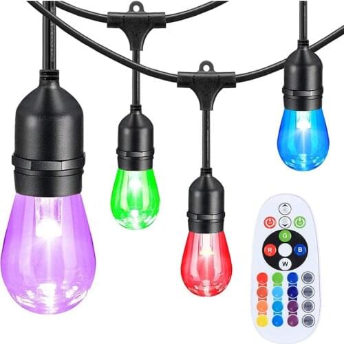 Outdoor S14 RGB Commercial Grade String Light With Remote Garden Patio Hanging Garland Lights for Bar Cafe Party Wedding Decor