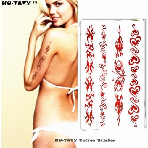 Nu-TATY Bronze Love eye Temporary Tattoo Body Art Arm Flash Tattoo Stickers 17*10cm Waterproof Fake Henna Painless Sticker