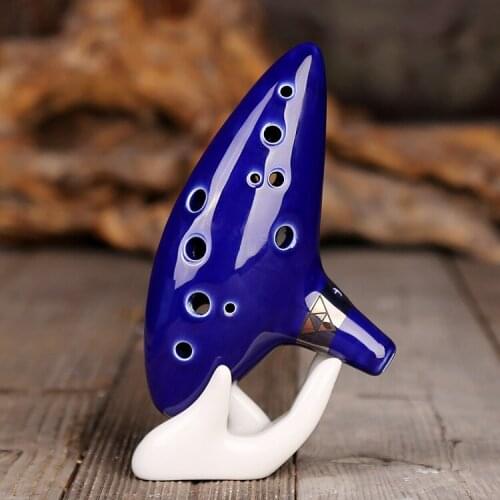 Ocarina Classical Blue 12-hole Alto C Music Instrument Bright Glaze Kiln-fired Ceramic Woodwind Instrument Ocarina of Time