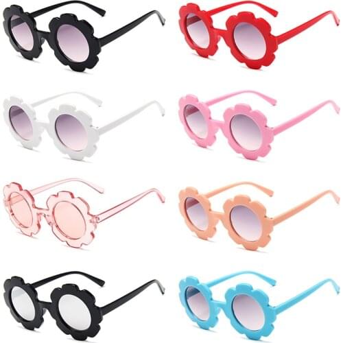 New Sun Flower Children Sunglasses Cute Baby Comfortable Bright Sunglasses Round Frame Flower Petal Glasses Summer Essential