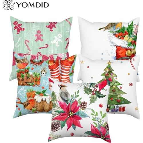 Christmas decorative 45*45 pillow case Christmas series cushion covers tree flower printed home decor funda cojines dormitorio