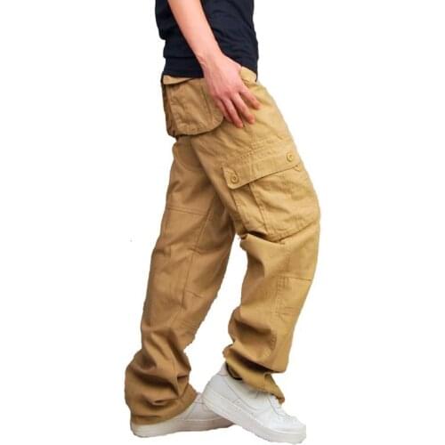 Outdoor Pure Cotton Trousers Multi Pocket Wear Resistant Thicken Loose Warm Hiking Camping Climbing Men Tactical Sports Pants