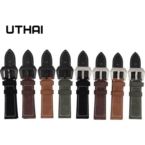 UTHAI Genuine Leather Strap 20mm 22mm For Samsung Galaxy Watch 42 46mm Gear S2/3 Sport Watch Accessories 18 20 22 24mm WatchBand