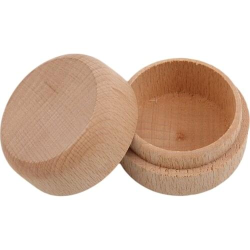 Vintage Small Round Wooden Jewelry Storage Box Ring Earrings Container Storage Case Natural Craft Jewelry Box Case Opbergtas