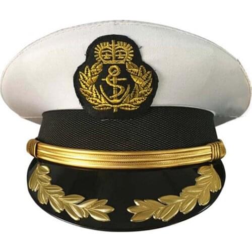 Military Costume Hats Navy Officer Caps Adult Men White Military Hats