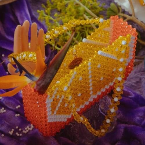 Pearl Bag Luxury Handbags orange Handmade Braided Wallets Evening Bag Crossbody Shoulder Bag Fashion Phone Bag Party Wedding