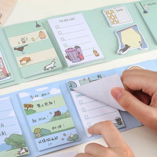 1 Set Stationery New Creative Cute Hard Shell Notepad Combination Sticky Note Paper Note Book memo pad office decoration kawaii