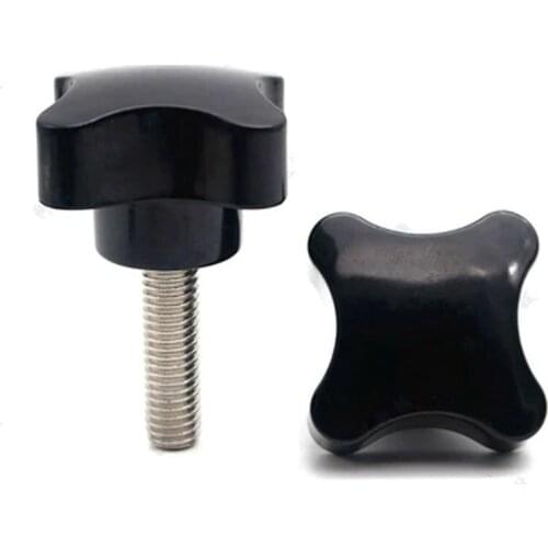 1pcs M12 304 stainless steel Four-star plastic head hand screw Square handle Cross knob Plus knobs 20mm-100mm Length