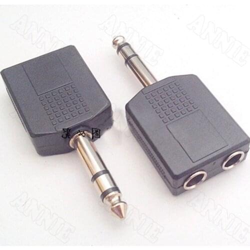 10pcs/lot 6.5 6.35 One-to-two Audio Adapter Two Track Microphone Adapter Couple Type