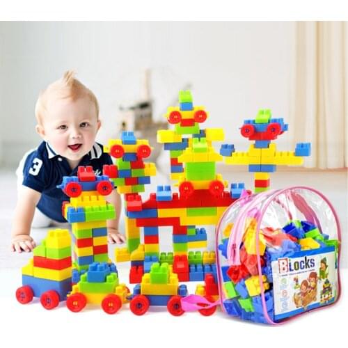 130Pcs/Set Building Blocks Toys Large Particle Parent-child Interaction Early Education Plastic Assembled Kid Inserted Block Toy