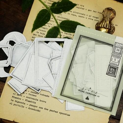 32PCS Vintage Border Note Paper DIY Scrapbooking Junk Journal Base Collage Diary Album Gift Decoration Material