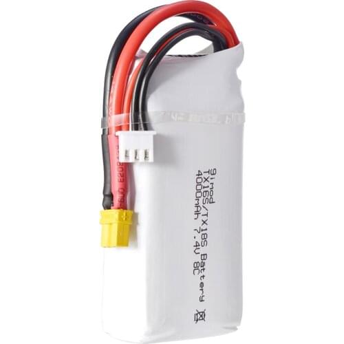 4000mah 7.4V 2S Lipo Battery 8C JST-XH and T Deans Plug for OPENTX RadioMaster TX16S TX18S Remote Control Transmitter