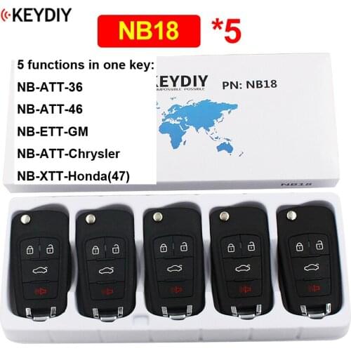 5Pcs/Lot NB18 Multi-functional 3+1/4 Button Remote Key for KD900 KD900+ URG200 KD-X2 NB-Series (All Functions Chips in One Key)