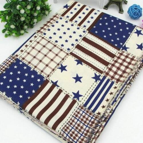 50cm*160cm/piece Vintage Stripe,Star Printed 100% Cotton Fabric For Baby Bedding Home Textile,Sewing Upholstery Fabric Material